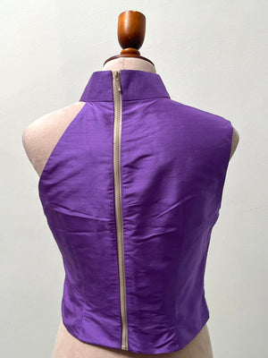 Dahlia One Shoulder Crop Silk Top