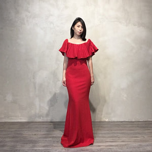 Red Long Off Shoulder Dress