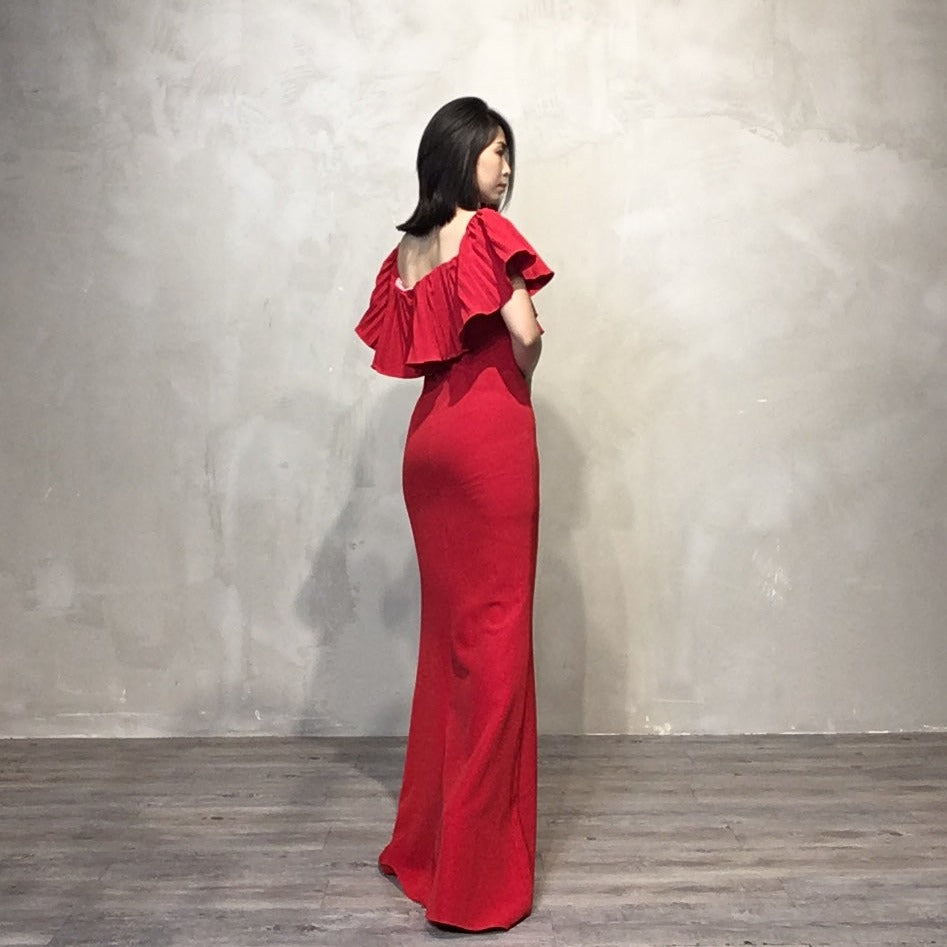 Red Long Off Shoulder Dress