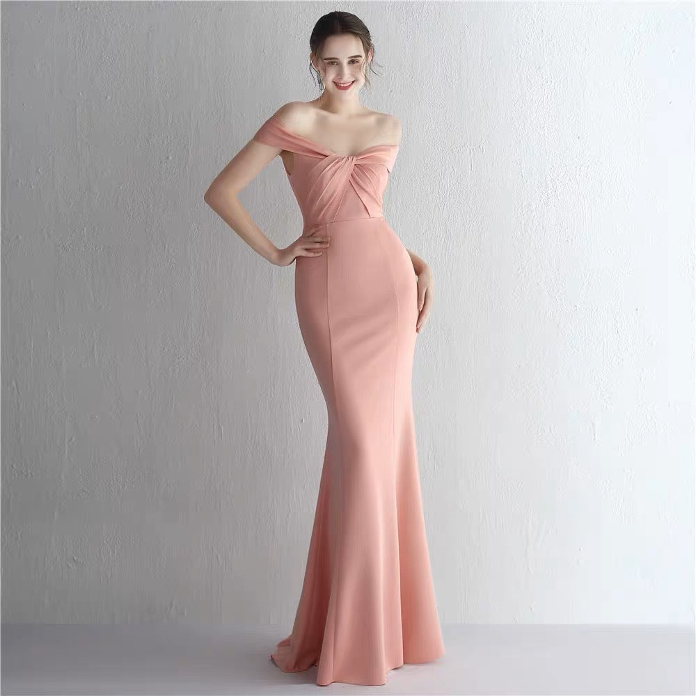 Pink Off Shoulder Gown