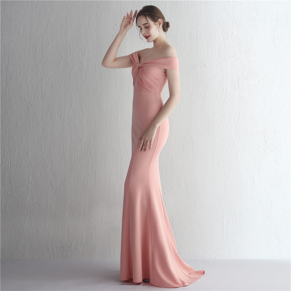 Pink Off Shoulder Gown