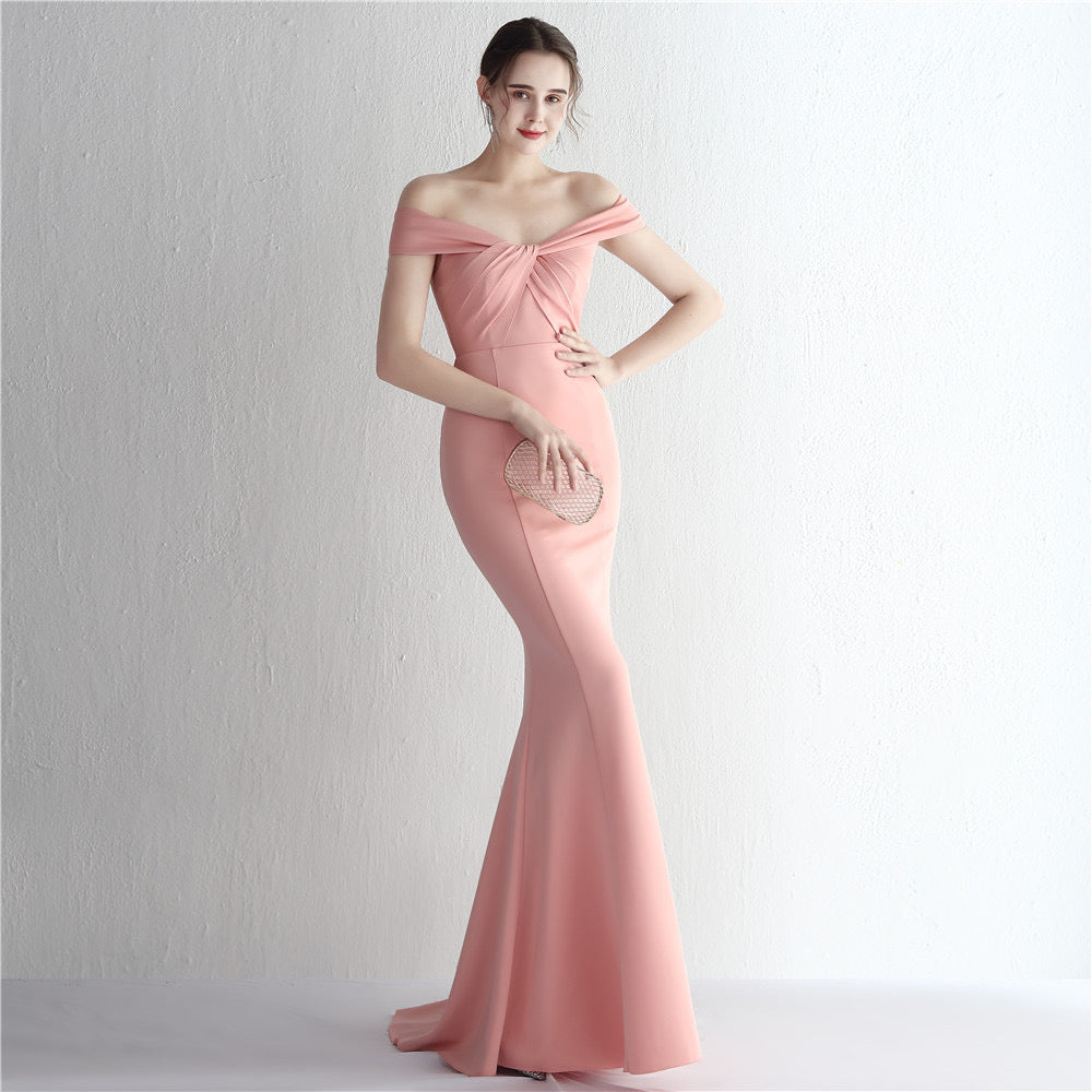 Pink Off Shoulder Gown