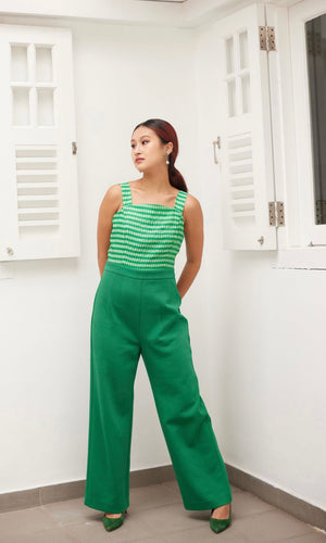 Prickly Pear Checkered Color Block Jumpsuit