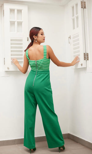 Prickly Pear Checkered Color Block Jumpsuit