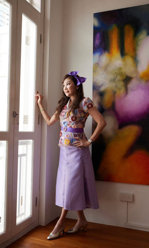 Orchid Flare Silk Skirt
