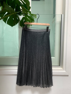 Plumeria Glitter Wideband Waist Pleated Skirt