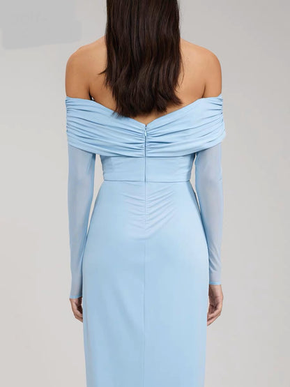 Lynx Off-shoulder Front Slit Dress
