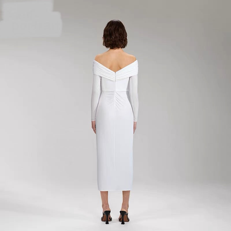 Lynx Off-shoulder Front Slit Dress