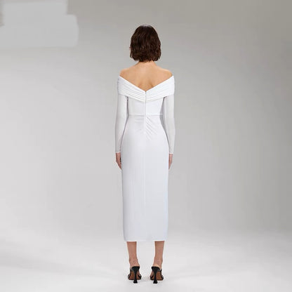 Lynx Off-shoulder Front Slit Dress