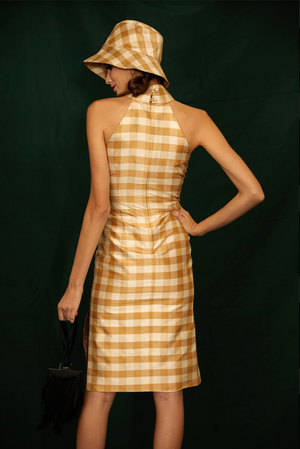 Latisha Checkered Side Slit Dress