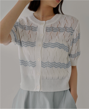 Wave Round Neck Knitted Top