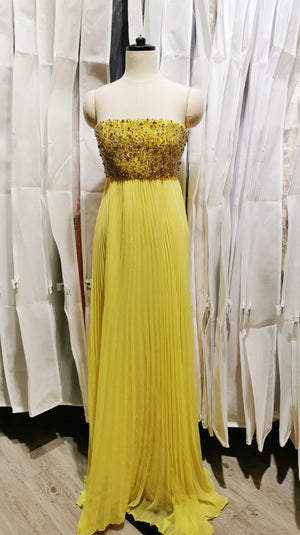 Crystal Tube Top Pleated Gown