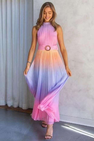 Lova Rainbow Pleated Maxi Dress