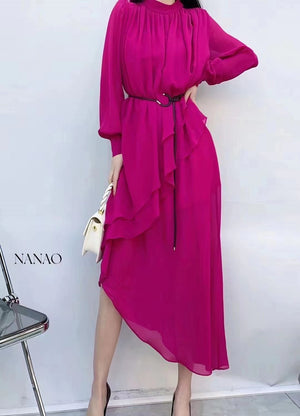 Blanchett Asymmetrical Silk Dress