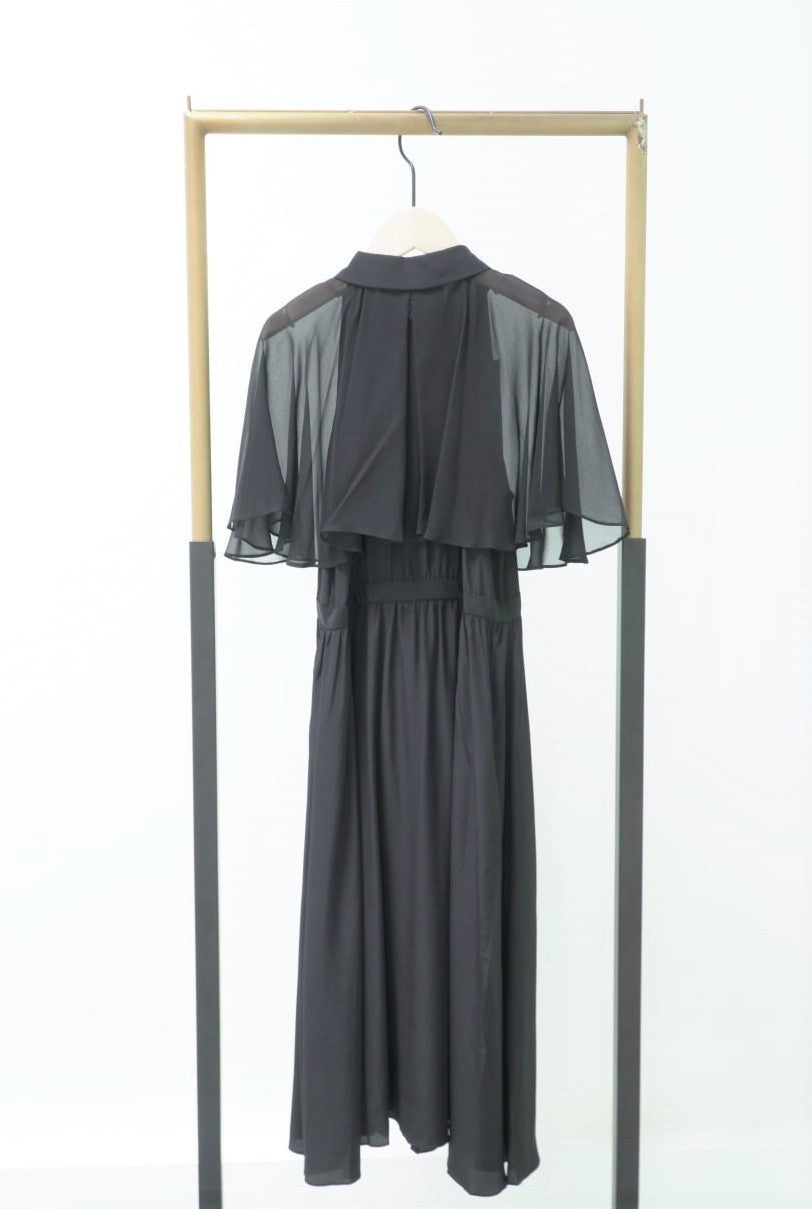 Annalise Cape Sleeve Silk Dress